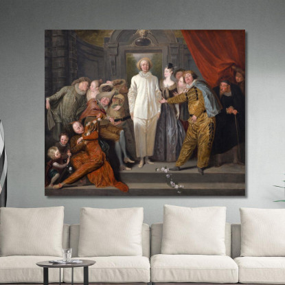 I Comici Italiani Jean-Antoine Watteau jaw37 quadro stampato su tela