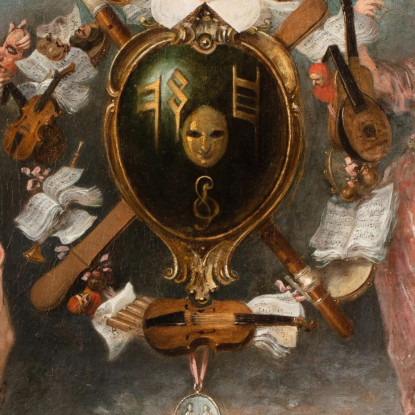 L’Unione Della Musica E Della Commedia Jean-Antoine Watteau jaw41 quadro stampato su tela