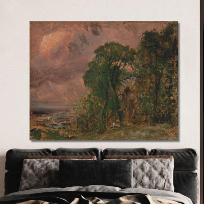 Una Vista Di Hampstead Con Tempo Tempestoso John Constable jcn8 quadro stampato su tela