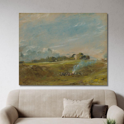 Hampstead Heath Con Un Falò John Constable jcn46 quadro stampato su tela