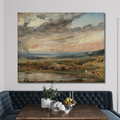 Hampstead Heath Con Stagno E Bagnanti John Constable jcn47 quadro stampato su tela