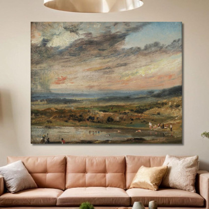 Hampstead Heath Con Stagno E Bagnanti John Constable jcn47 quadro stampato su tela