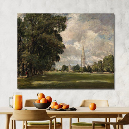Cattedrale Di Salisbury Da Lower Marsh Close John Constable jcn69 quadro stampato su tela