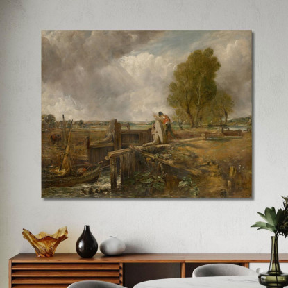Studio Di Una Barca Che Passa Una Chiusa John Constable jcn83 quadro stampato su tela