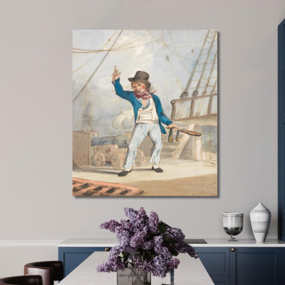 Caricatura Di Un Marinaio Una Di Un Set Di Tre John Sell Cotman jsc11 quadro stampato su tela