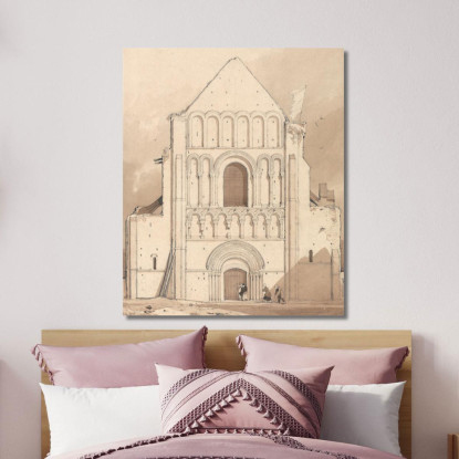 Facciata Ovest Della Chiesa Di Ouistreham Vicino A Caen Normandia John Sell Cotman jsc62 quadro stampato su tela