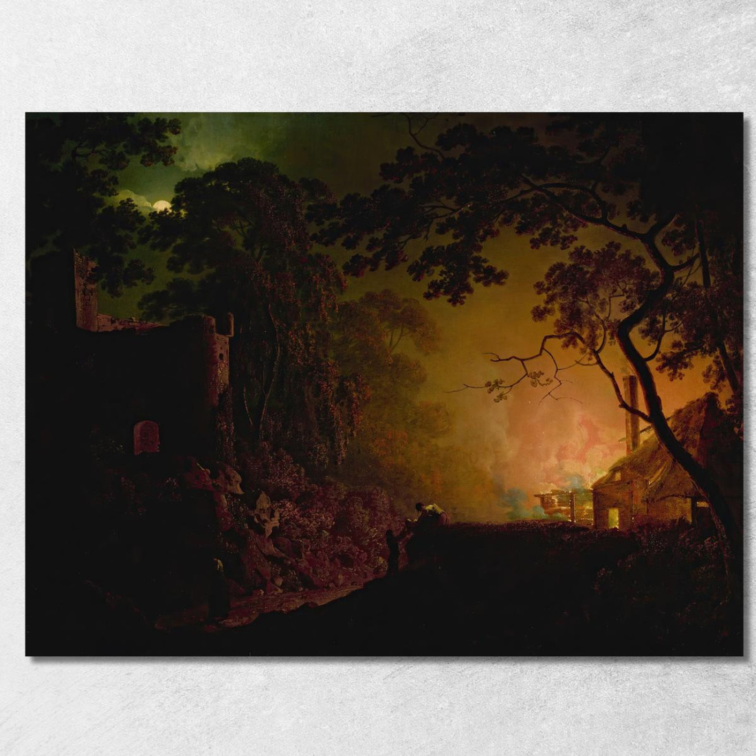 Un Cottage In Fiamme Di Notte Joseph Wright of Derby jwd1 quadro stampato su tela Un Cottage In Fiamme Di Notte Joseph Wright of Derby jwd1 quadro stampato su tela