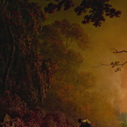 Un Cottage In Fiamme Di Notte Joseph Wright of Derby jwd1 quadro stampato su tela