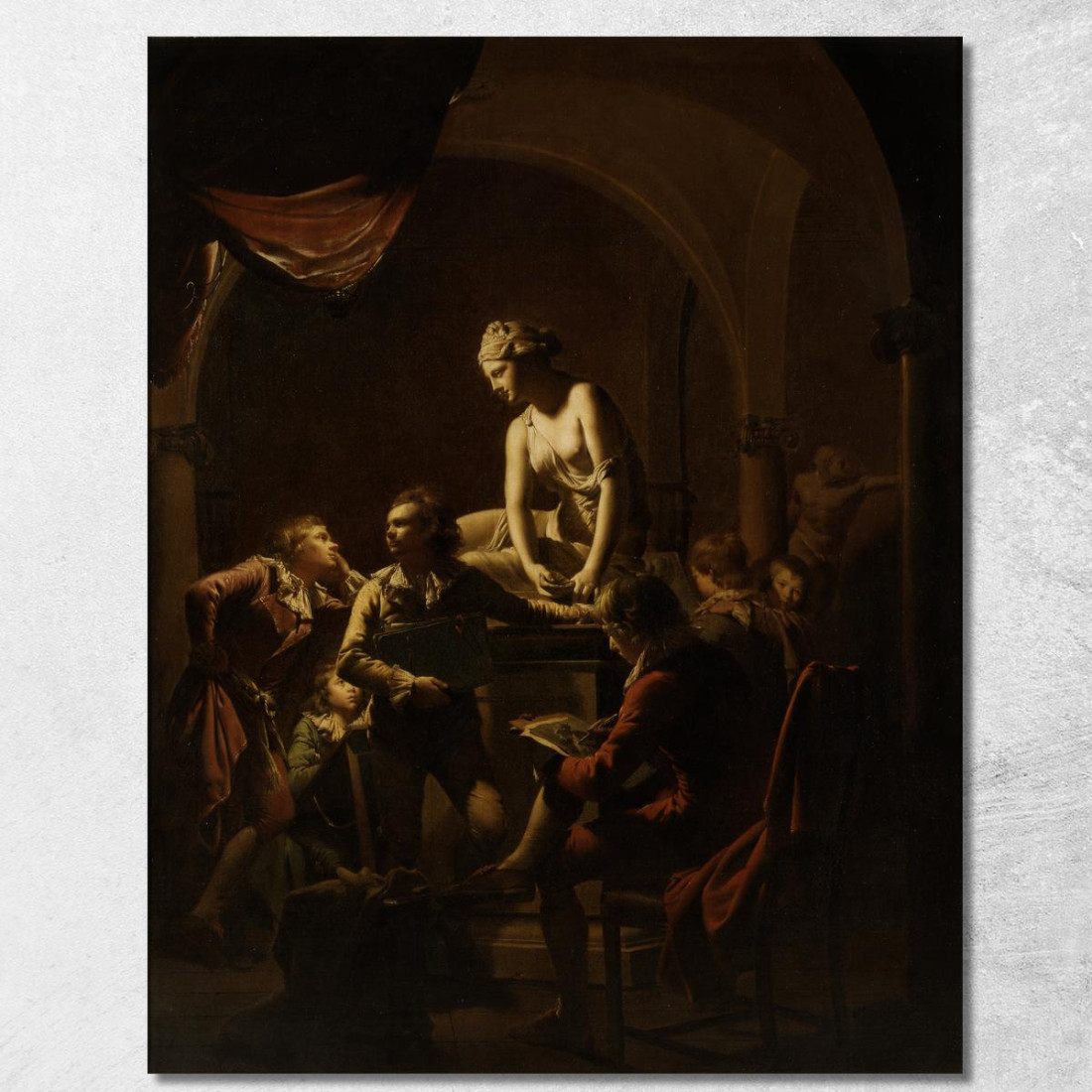 Accademia Alla Luce Della Lampada Joseph Wright of Derby jwd6 quadro stampato su tela Accademia Alla Luce Della Lampada Joseph Wright of Derby jwd6 quadro stampato su tela