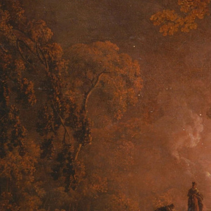 Cottage In Fiamme Di Notte Joseph Wright of Derby jwd9 quadro stampato su tela