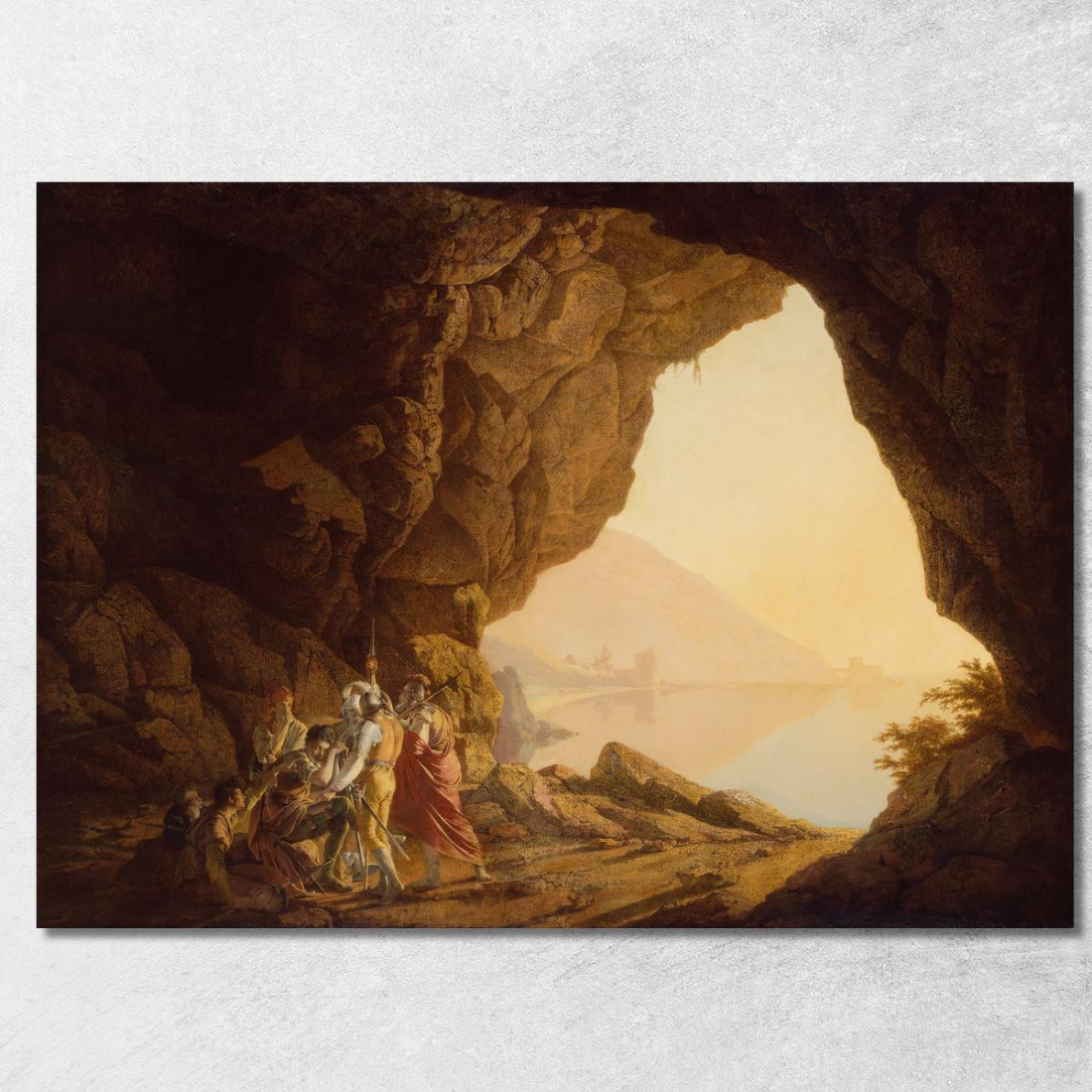 Grotta Sul Mare Nel Regno Di Napoli Con Banditi Al Tramonto Joseph Wright of Derby jwd19 quadro stampato su tela Grotta Sul Mare Nel Regno Di Napoli Con Banditi Al Tramonto Joseph Wright of Derby jwd19 quadro stampato su tela