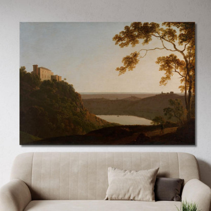 Lago Di Nemi Al Tramonto Joseph Wright of Derby jwd23 quadro stampato su tela