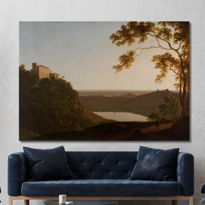 Lago Di Nemi Al Tramonto Joseph Wright of Derby jwd23 quadro stampato su tela