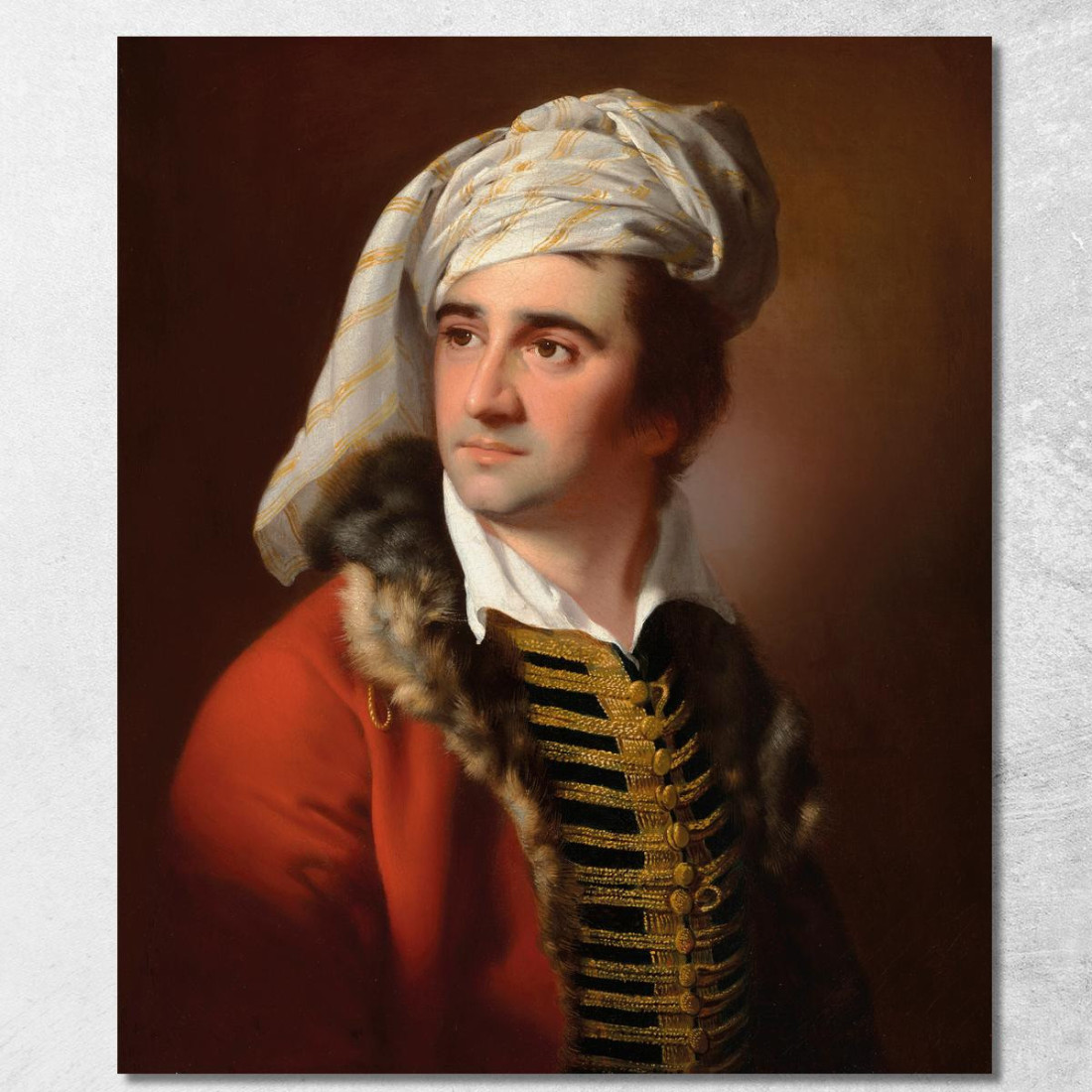 Ritratto Di Un Gentiluomo Con Cappotto Rosso Bordato Di Pelliccia Joseph Wright of Derby jwd35 quadro stampato su tela Ritratto Di Un Gentiluomo Con Cappotto Rosso Bordato Di Pelliccia Joseph Wright of Derby jwd35 quadro stampato su tela