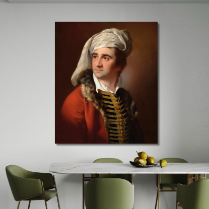 Ritratto Di Un Gentiluomo Con Cappotto Rosso Bordato Di Pelliccia Joseph Wright of Derby jwd35 quadro stampato su tela