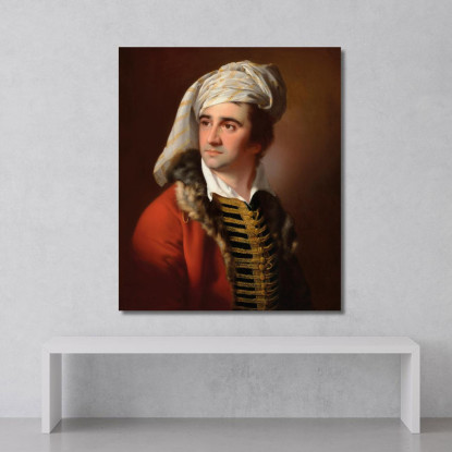 Ritratto Di Un Gentiluomo Con Cappotto Rosso Bordato Di Pelliccia Joseph Wright of Derby jwd35 quadro stampato su tela