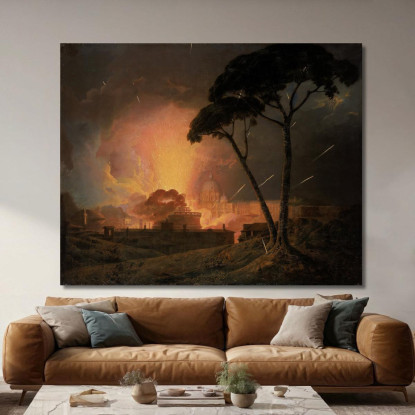 La Girandola Annuale Al Castel Sant'Angelo Roma Joseph Wright of Derby jwd57 quadro stampato su tela