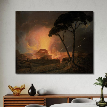 La Girandola Annuale Al Castel Sant'Angelo Roma Joseph Wright of Derby jwd57 quadro stampato su tela