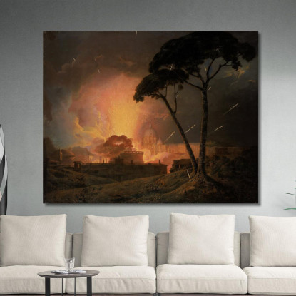 La Girandola Annuale Al Castel Sant'Angelo Roma Joseph Wright of Derby jwd57 quadro stampato su tela