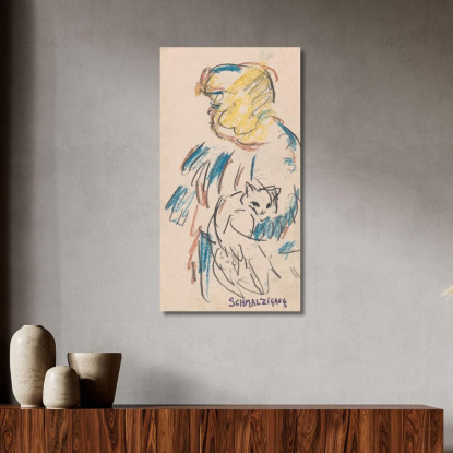 Ragazza Con Gatto Jules Schmalzigaug jsh11 quadro stampato su tela