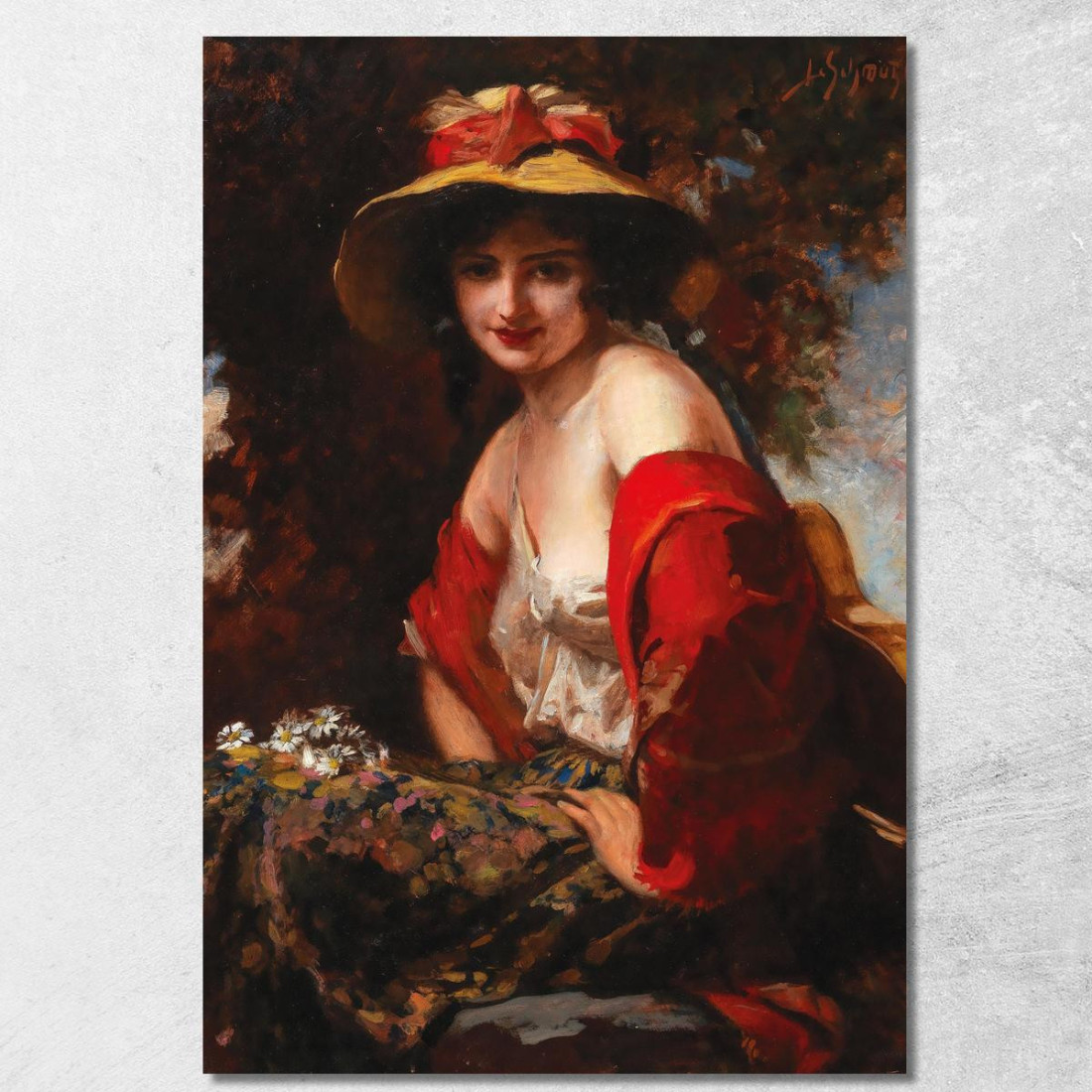 Una Giovane Donna Con Cappello Di Paglia Leopold Schmutzler lsc4 quadro stampato su tela Una Giovane Donna Con Cappello Di Paglia Leopold Schmutzler lsc4 quadro stampato su tela