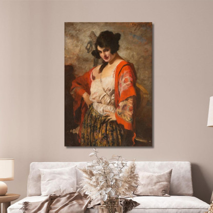 Bellezza Spagnola Con Chitarra Leopold Schmutzler lsc11 quadro stampato su tela