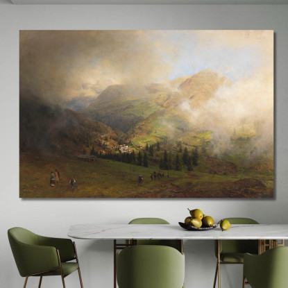 Veduta Del Monte Rigi Oswald Achenbach oac12 quadro stampato su tela
