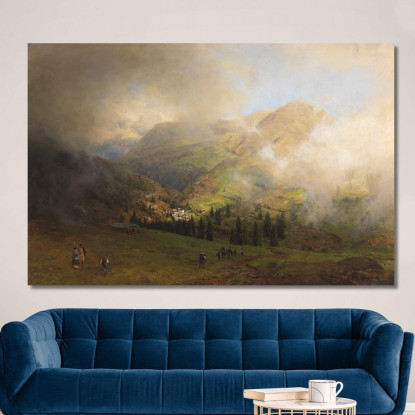 Veduta Del Monte Rigi Oswald Achenbach oac12 quadro stampato su tela