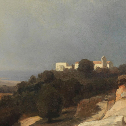 Paesaggio Campestre Con Monaco Errante Oswald Achenbach oac13 quadro stampato su tela