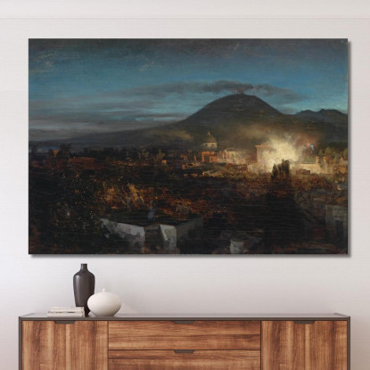 Fuochi D'Artificio A Torre Annunziata Oswald Achenbach oac16 quadro stampato su tela