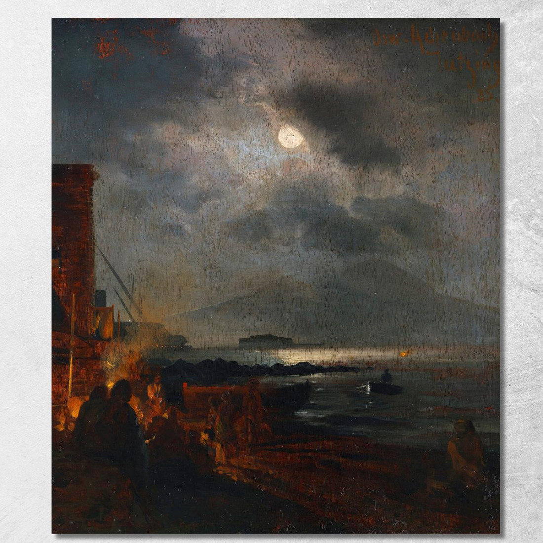 Pescatori Nella Baia Di Napoli Al Chiaro Di Luna Oswald Achenbach oac17 quadro stampato su tela Pescatori Nella Baia Di Napoli Al Chiaro Di Luna Oswald Achenbach oac17 quadro stampato su tela