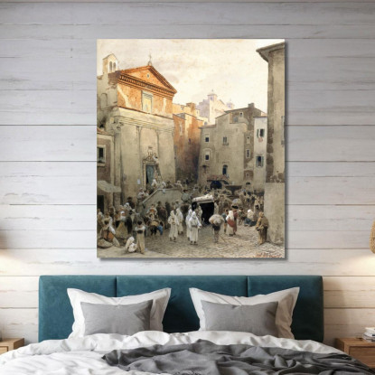 Funerale A Palestrina Oswald Achenbach oac18 quadro stampato su tela
