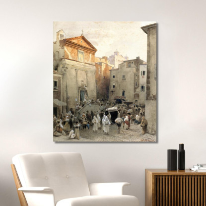 Funerale A Palestrina Oswald Achenbach oac18 quadro stampato su tela