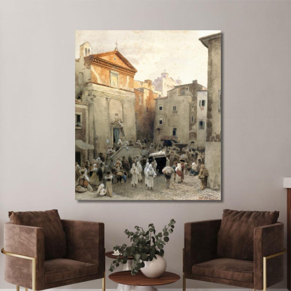 Funerale A Palestrina Oswald Achenbach oac18 quadro stampato su tela