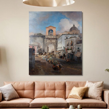 Andando Al Mercato Oswald Achenbach oac19 quadro stampato su tela