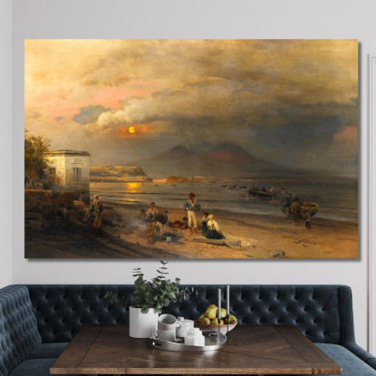 Golfo Di Napoli Oswald Achenbach oac20 quadro stampato su tela