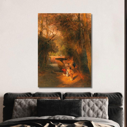 Nel Parco Presso La Fontana Di Villa Torlonia A Frascati Vicino Roma Oswald Achenbach oac22 quadro stampato su tela