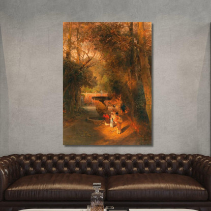 Nel Parco Presso La Fontana Di Villa Torlonia A Frascati Vicino Roma Oswald Achenbach oac22 quadro stampato su tela