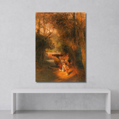 Nel Parco Presso La Fontana Di Villa Torlonia A Frascati Vicino Roma Oswald Achenbach oac22 quadro stampato su tela