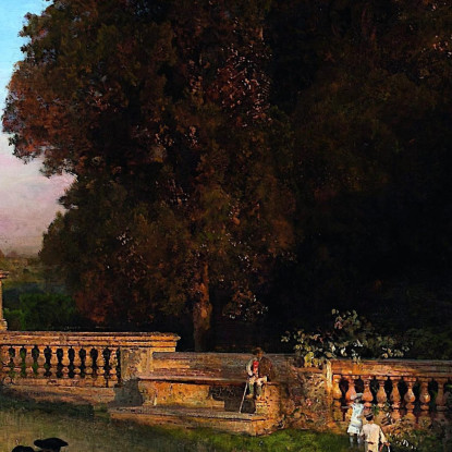 Nel Parco Di Villa Borghese Oswald Achenbach oac23 quadro stampato su tela