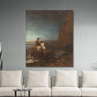 Notte Sulla Spiaggia Di Napoli Oswald Achenbach oac26 quadro stampato su tela