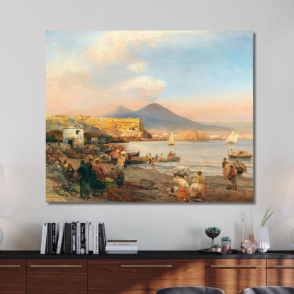 Tramonto Nella Baia Di Napoli Oswald Achenbach oac30 quadro stampato su tela