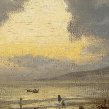 Tramonto Sulla Riva Oswald Achenbach oac31 quadro stampato su tela