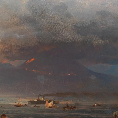 La Baia Di Napoli Con Il Vesuvio Sullo Sfondo Oswald Achenbach oac32 quadro stampato su tela