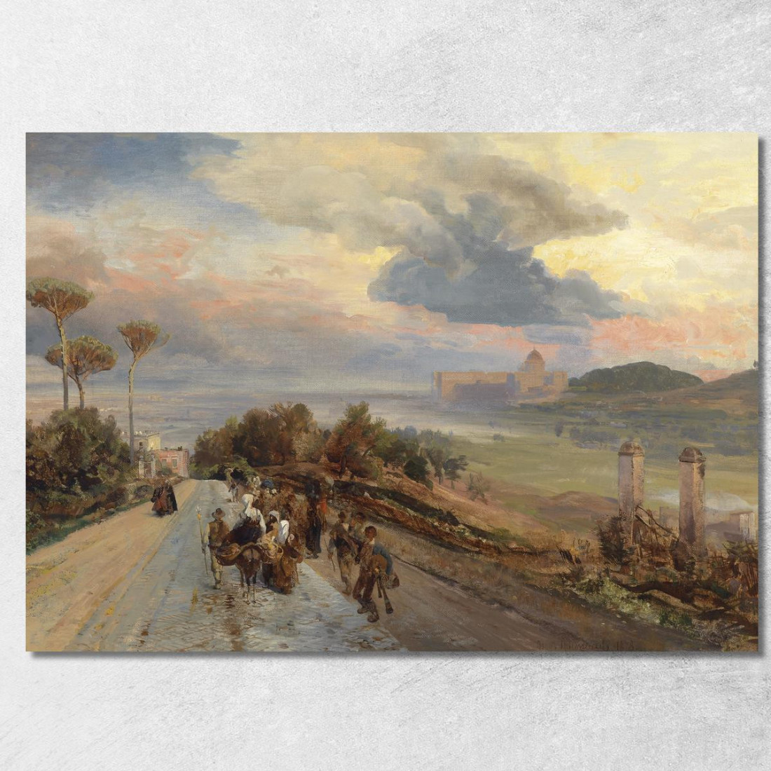 Via Cassia Vicino A Roma Oswald Achenbach oac35 quadro stampato su tela Via Cassia Vicino A Roma Oswald Achenbach oac35 quadro stampato su tela