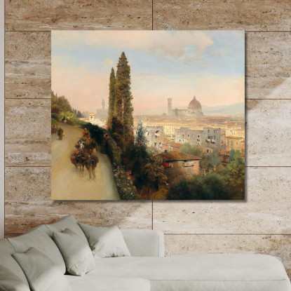 Vista Di Firenze Oswald Achenbach oac36 quadro stampato su tela