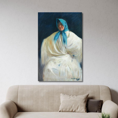 Chula Con Fazzoletto Blu Ramón Casas rcs8 quadro stampato su tela