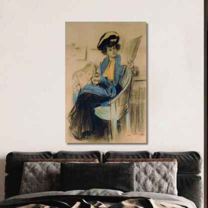 Mademoiselle Clo-Clo Ramón Casas rcs20 quadro stampato su tela