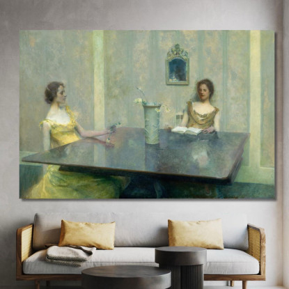 Una Lettura Thomas Wilmer Dewing twd1 quadro stampato su tela