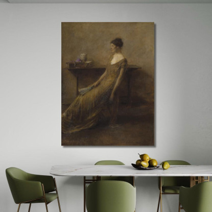 Donna In Oro Thomas Wilmer Dewing twd10 quadro stampato su tela